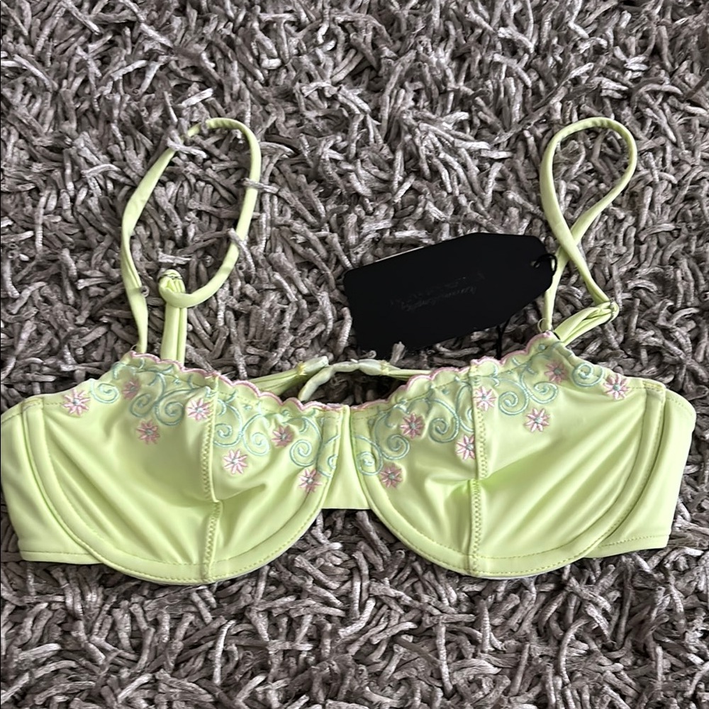 Frankie's Bikinis Green Bikini with Adjustable Straps and Underwire Support